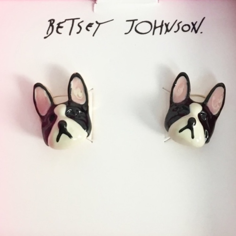 New Betsey Johnson Bulldog Earrings - Picture 6 of 11